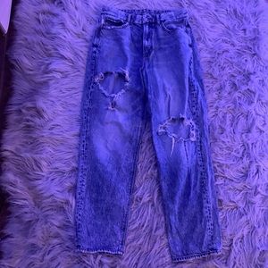 American Eagle Acid Wash Ripped Mom Jeans